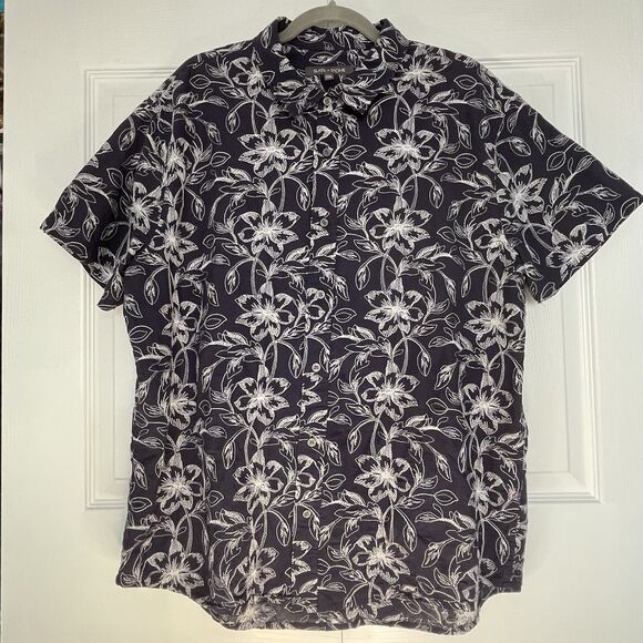 Men’s Slate & Stone Floral Embroidered Short Sleeve Button Down Shirt Size XXL - Picture 1 of 9